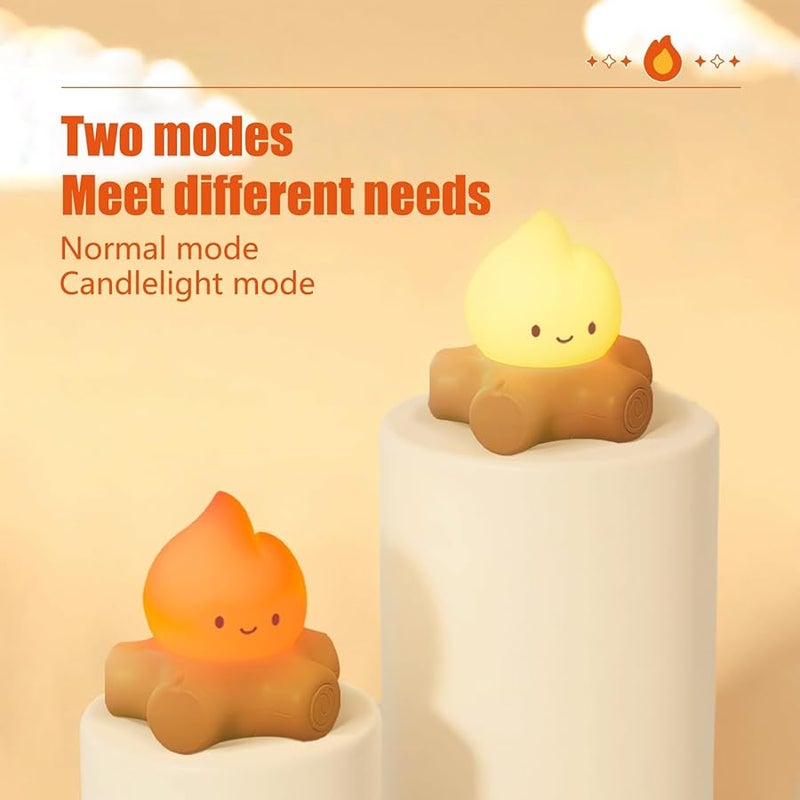 مصباح نار المخيم المزيف القابل لإعادة الشحن 3.78 × 3.62 × 3.66 بوصة ضوء ليلي دافئ ديكور غرفة النوم والمكتب - Image 4